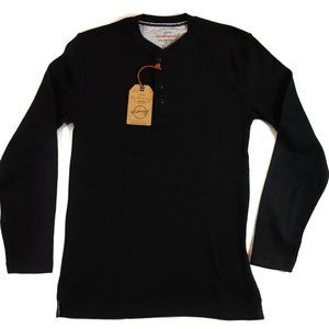 ORIGINAL WATERPROOF Vintage Black Thermal Waffle Henley Sweater